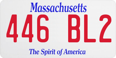 MA license plate 446BL2