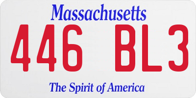 MA license plate 446BL3
