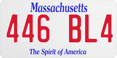 MA license plate 446BL4