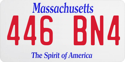 MA license plate 446BN4