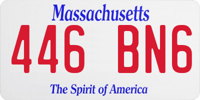 MA license plate 446BN6