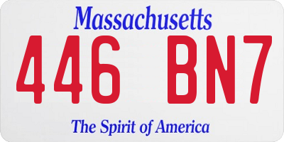 MA license plate 446BN7