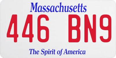 MA license plate 446BN9
