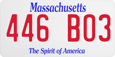 MA license plate 446BO3