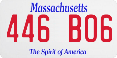 MA license plate 446BO6
