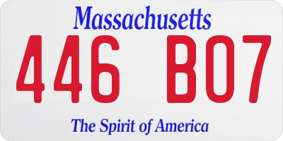 MA license plate 446BO7