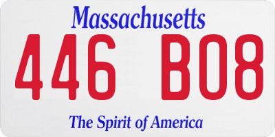 MA license plate 446BO8