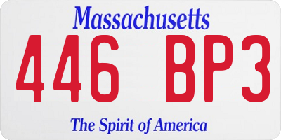 MA license plate 446BP3