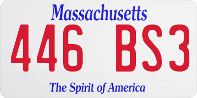 MA license plate 446BS3