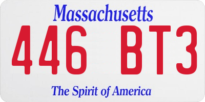 MA license plate 446BT3