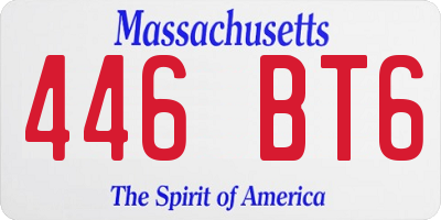 MA license plate 446BT6