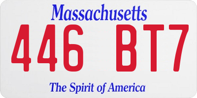 MA license plate 446BT7