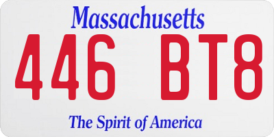 MA license plate 446BT8