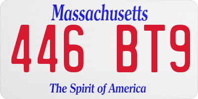 MA license plate 446BT9