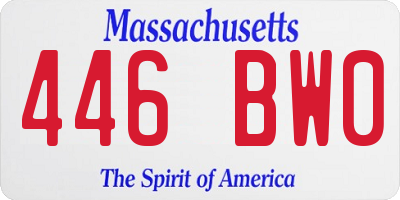 MA license plate 446BW0