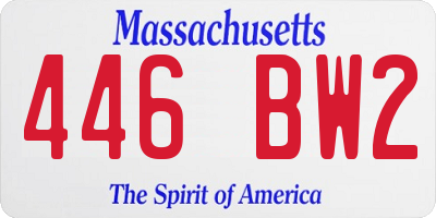 MA license plate 446BW2