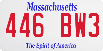 MA license plate 446BW3