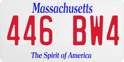 MA license plate 446BW4