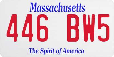 MA license plate 446BW5