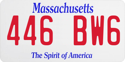 MA license plate 446BW6