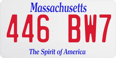 MA license plate 446BW7