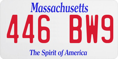 MA license plate 446BW9