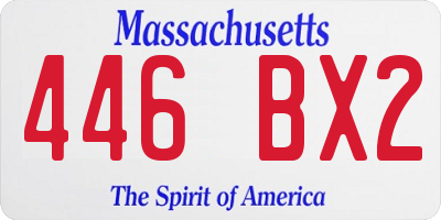 MA license plate 446BX2