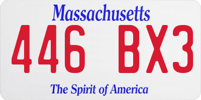 MA license plate 446BX3