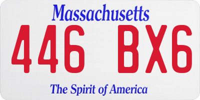 MA license plate 446BX6