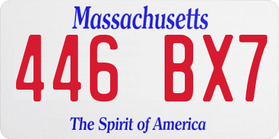 MA license plate 446BX7