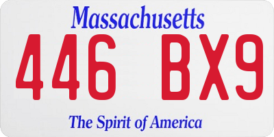MA license plate 446BX9