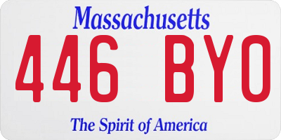 MA license plate 446BY0