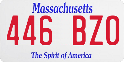 MA license plate 446BZ0