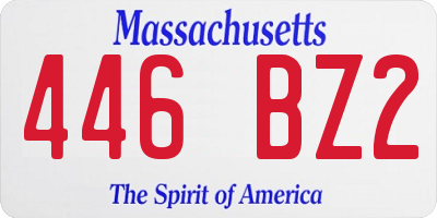 MA license plate 446BZ2