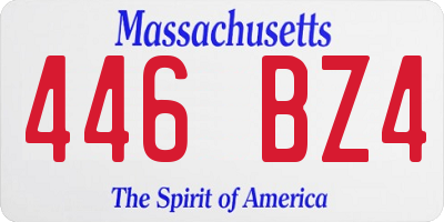 MA license plate 446BZ4