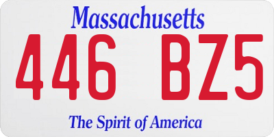 MA license plate 446BZ5