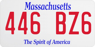 MA license plate 446BZ6
