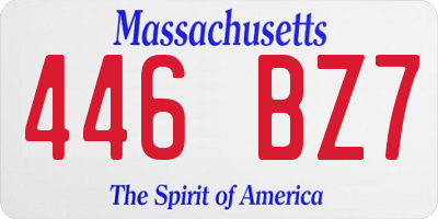 MA license plate 446BZ7