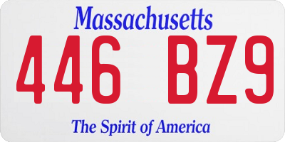 MA license plate 446BZ9