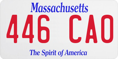 MA license plate 446CA0