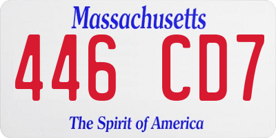 MA license plate 446CD7