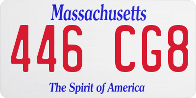 MA license plate 446CG8