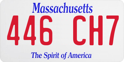 MA license plate 446CH7