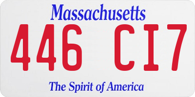 MA license plate 446CI7