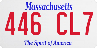 MA license plate 446CL7