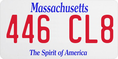 MA license plate 446CL8