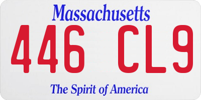 MA license plate 446CL9