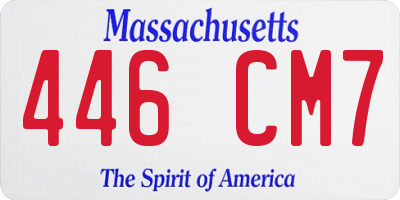 MA license plate 446CM7