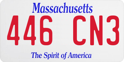 MA license plate 446CN3