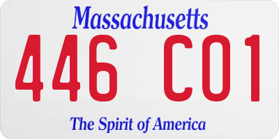 MA license plate 446CO1